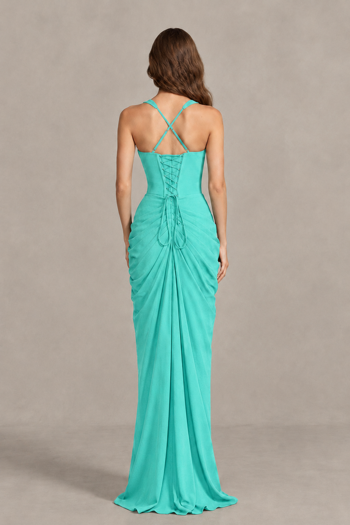BOLODOO Turquoise Sweetheart Maxi Dress with High Slit - Turquoise - Turquoise_2