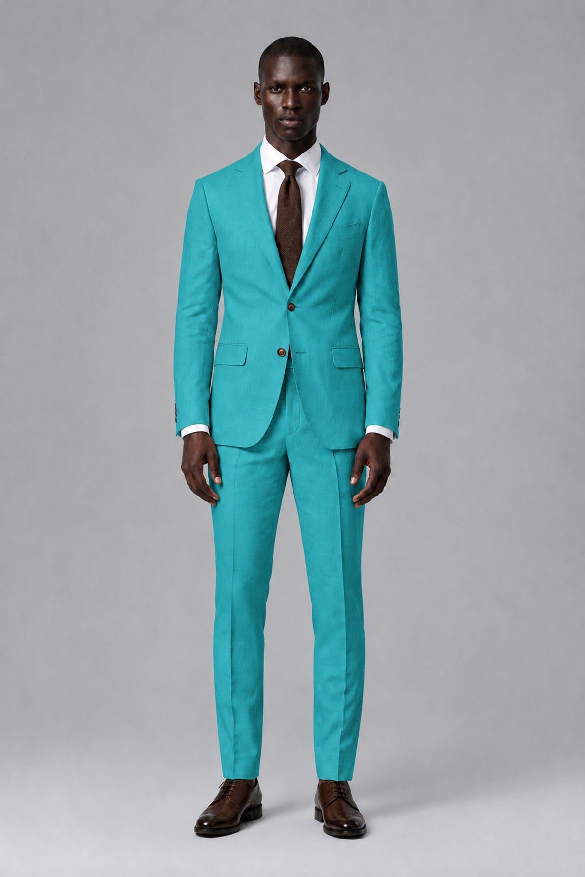 Men's Turquoise Two-Piece Notch Lapel Suit - Turquoise - Turquoise_2