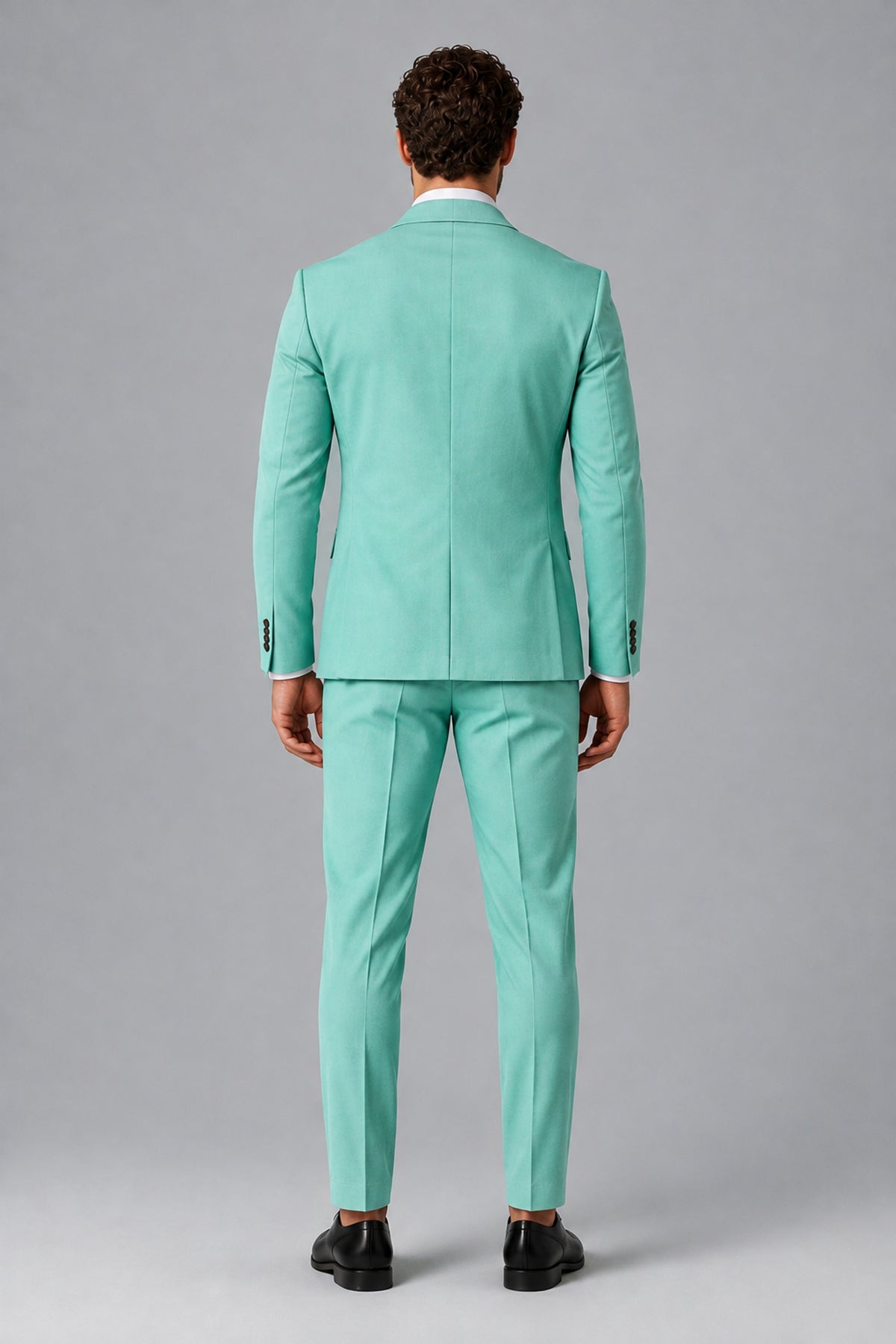 Bolodoo Men's Turquoise Two-Piece Suit with Notch-Lapel Jacket & Trousers - Turquoise - Turquoise_3