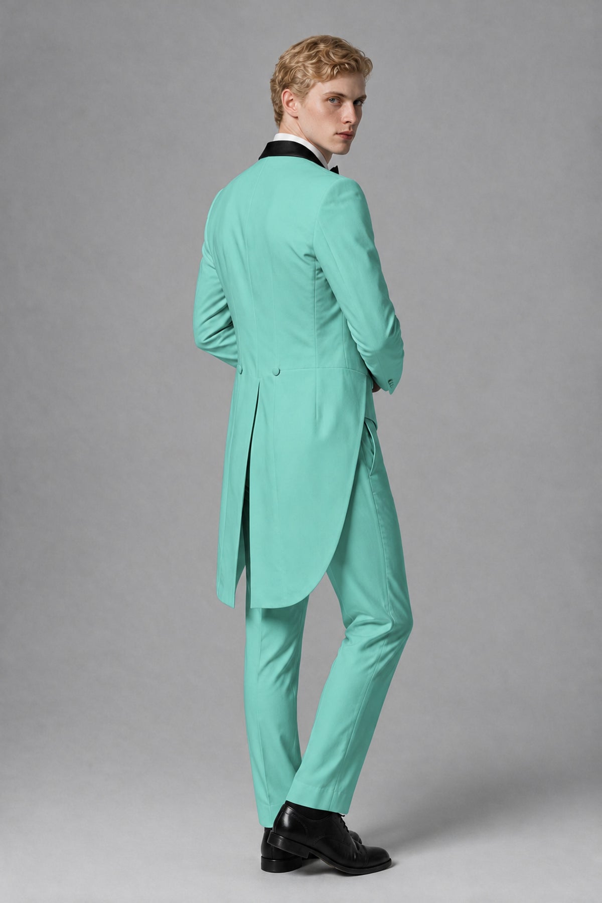Bolodoo Men's Turquoise 3-Piece Tailcoat Tuxedo Suit with Vest & Trousers - Turquoise - Turquoise_3