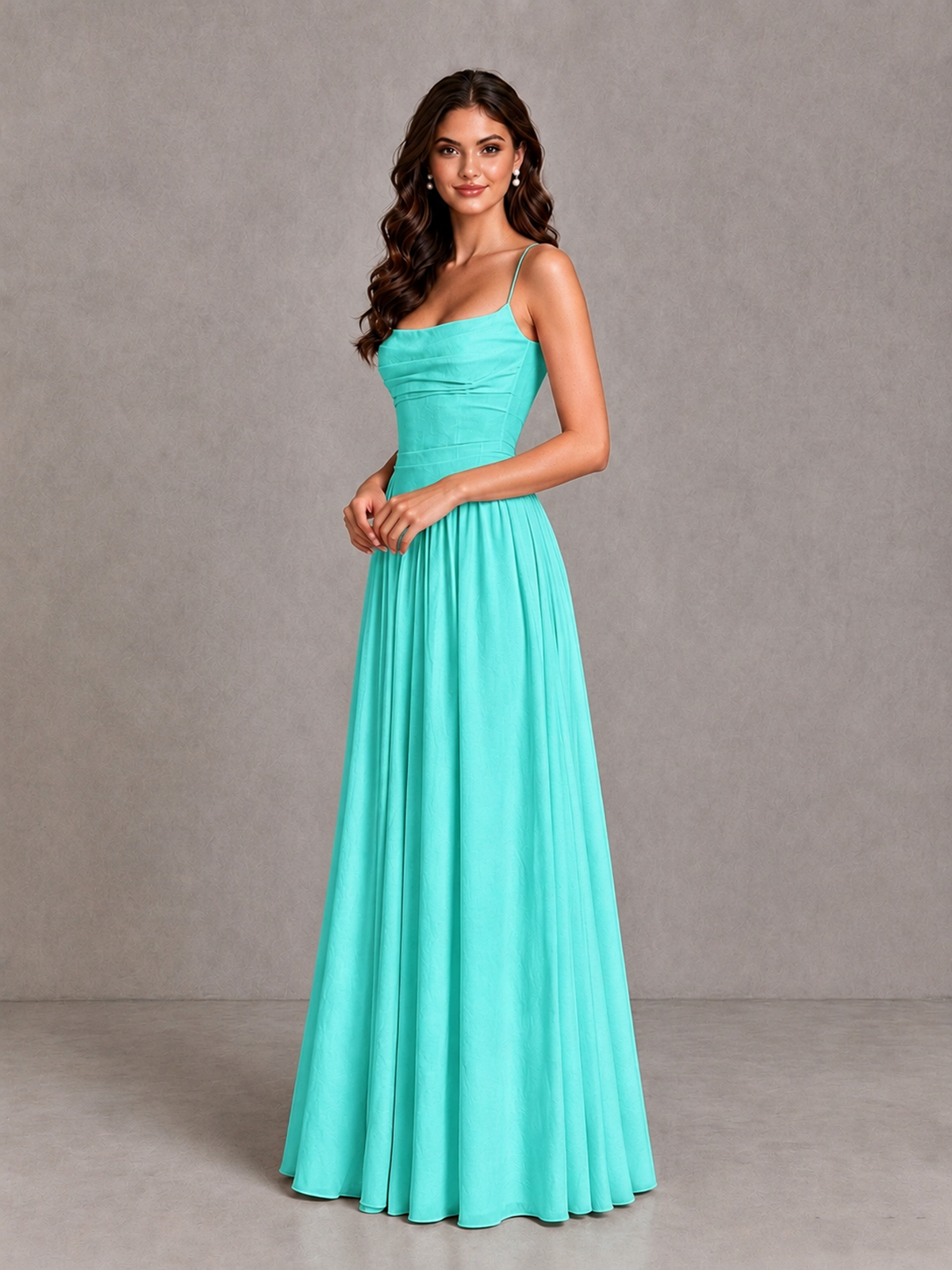 BOLODOO Turquoise Lace-Up Back A-Line Bridesmaid Dress - Turquoise - Turquoise_3