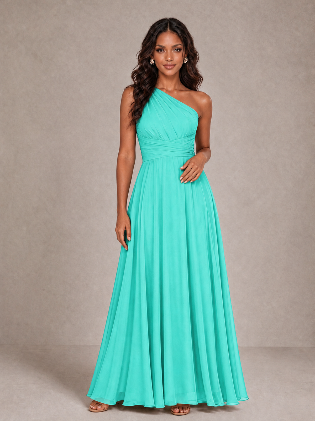 BOLODOO Turquoise One-Shoulder A-Line Bridesmaid Dress - Turquoise - Turquoise_3