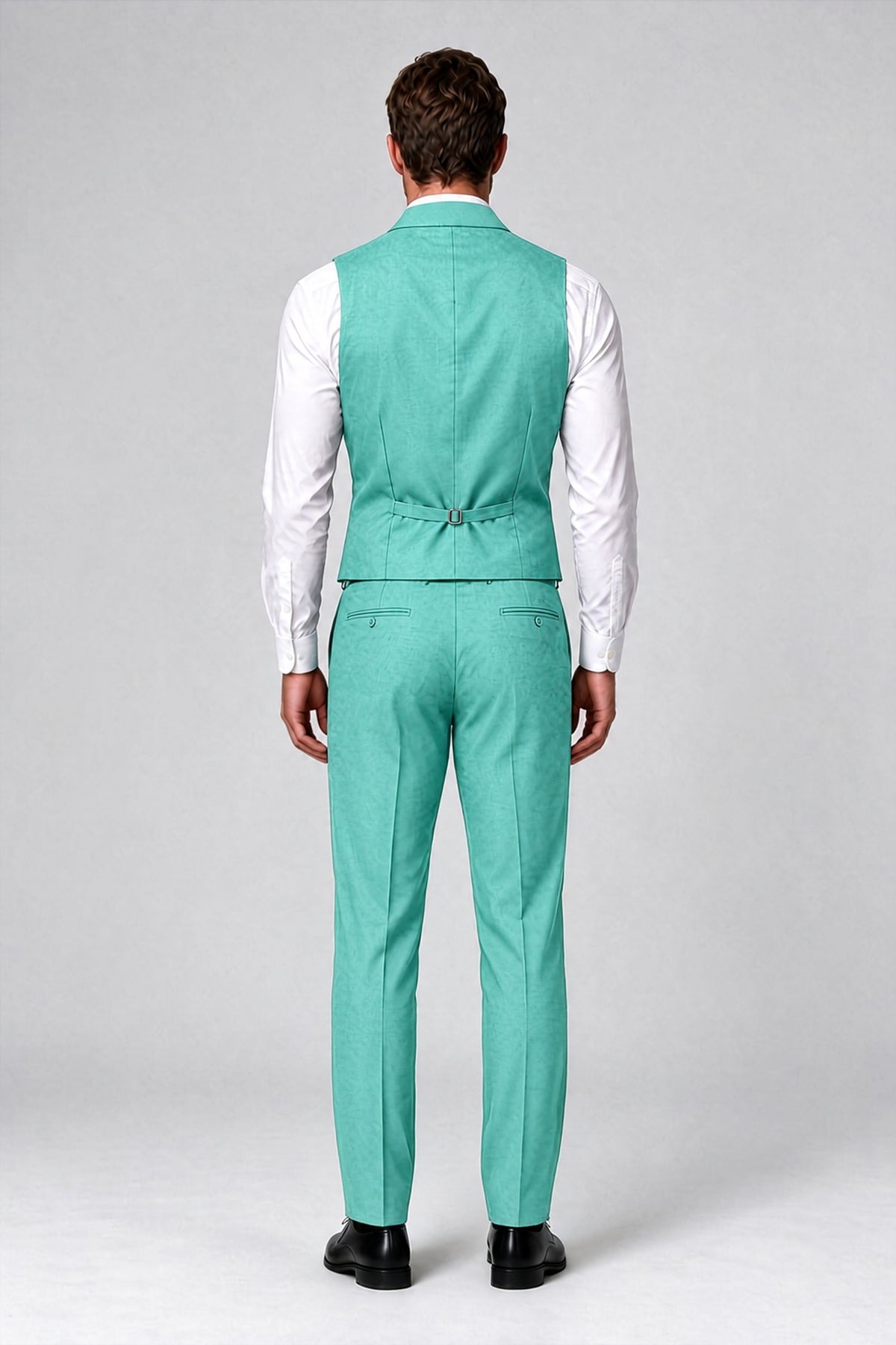 Bolodoo Men's Turquoise Double-Breasted Vest and Pants 2-Piece Suit - Turquoise - Turquoise_3