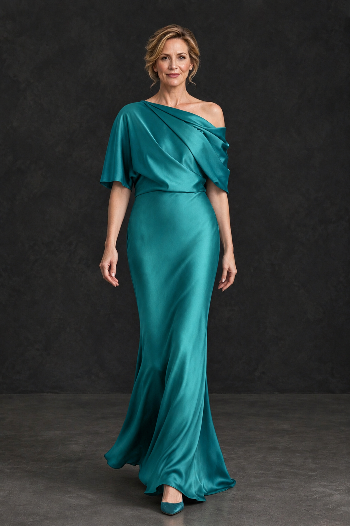 BOLODOO Turquoise Satin Asymmetric Mother of the Bride Dress - Turquoise - Turquoise_4
