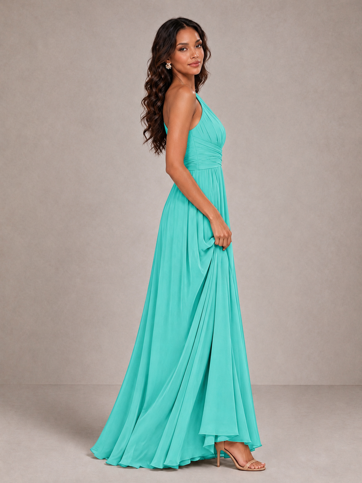 BOLODOO Turquoise One-Shoulder A-Line Bridesmaid Dress - Turquoise - Turquoise_4