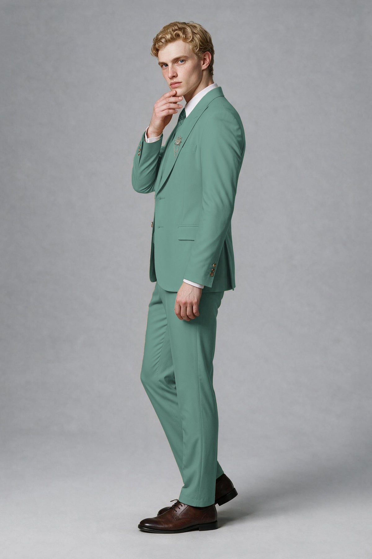 BOLODOO Men's Turquoise Two-Piece Wedding Suit – Jacket & Trousers - Turquoise