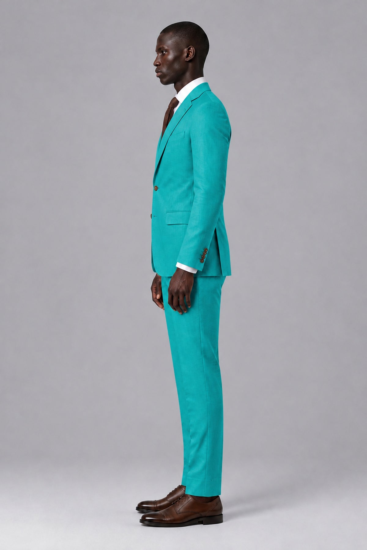 Men's Turquoise Two-Piece Notch Lapel Suit - Turquoise - Turquoise_4