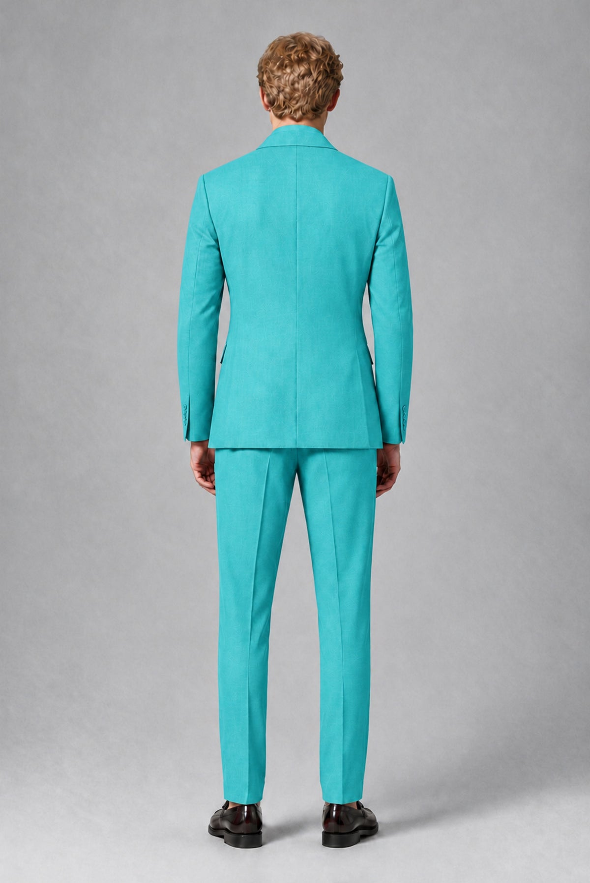 BOLODOO Men's Turquoise Double-Breasted Two-Piece Suit – Jacket & Trousers - Turquoise