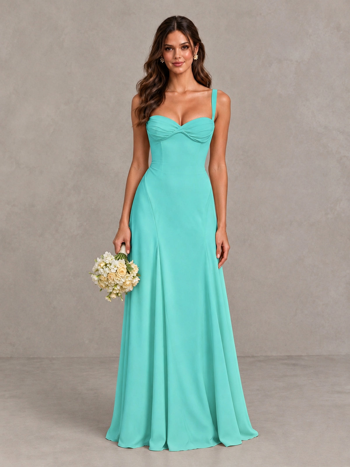 BOLODOO Turquoise Sweetheart Lace-Up Back Bridesmaid Dress - Turquoise - Turquoise (1)