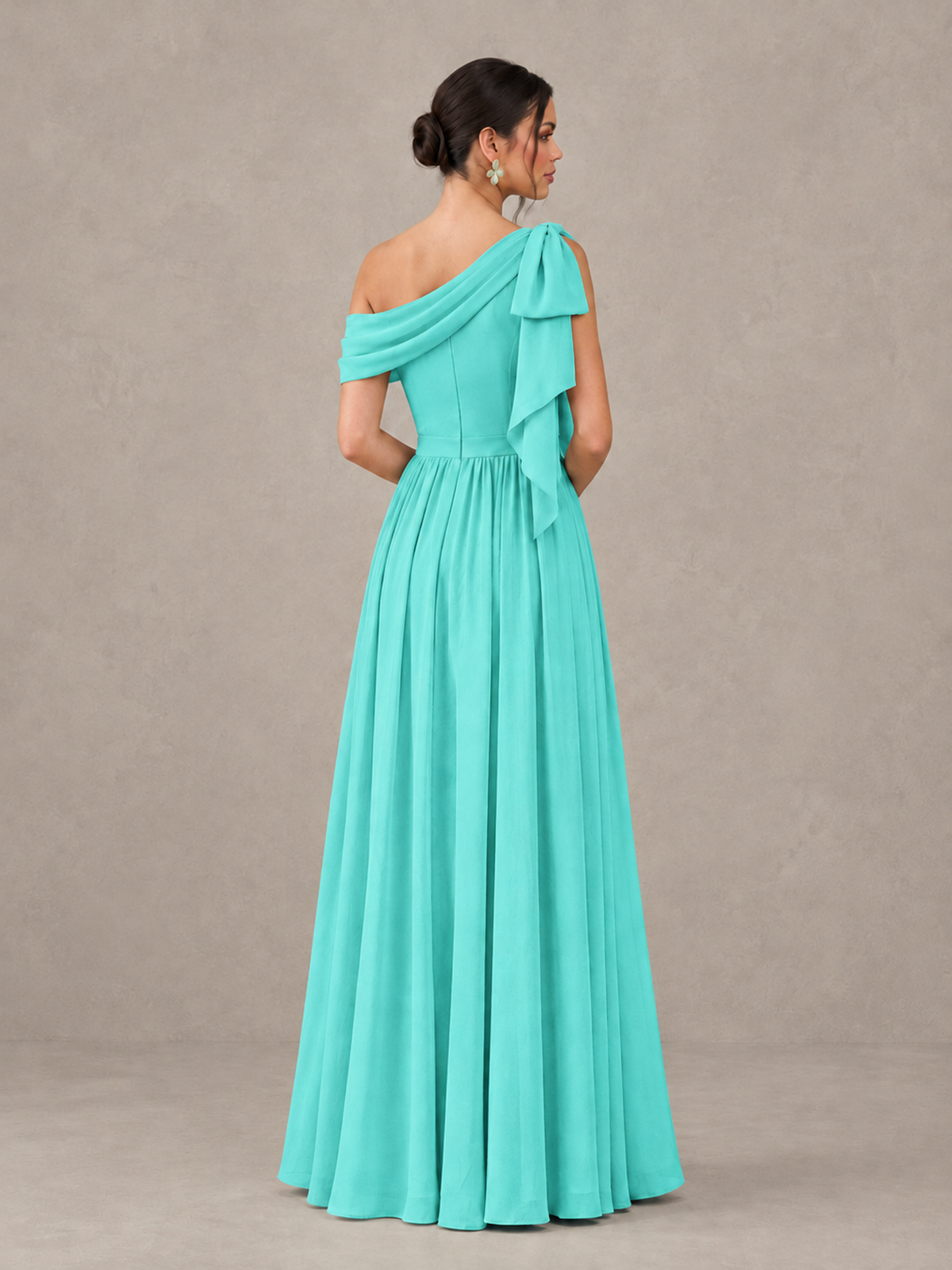 BOLODOO Turquoise One-Shoulder Maternity Bridesmaid Dress with Slit - Turquoise - Turquoise (2)