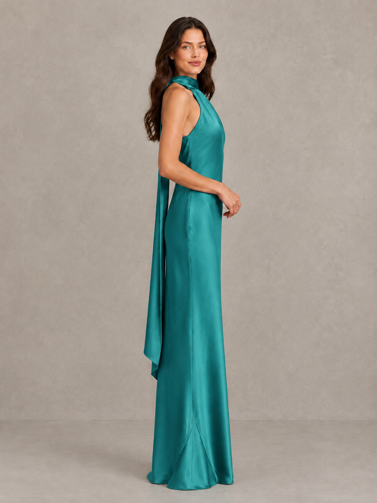 BOLODOO Turquoise Satin One-Shoulder Bridesmaid Dress with Open Back - Turquoise - Turquoise (3)
