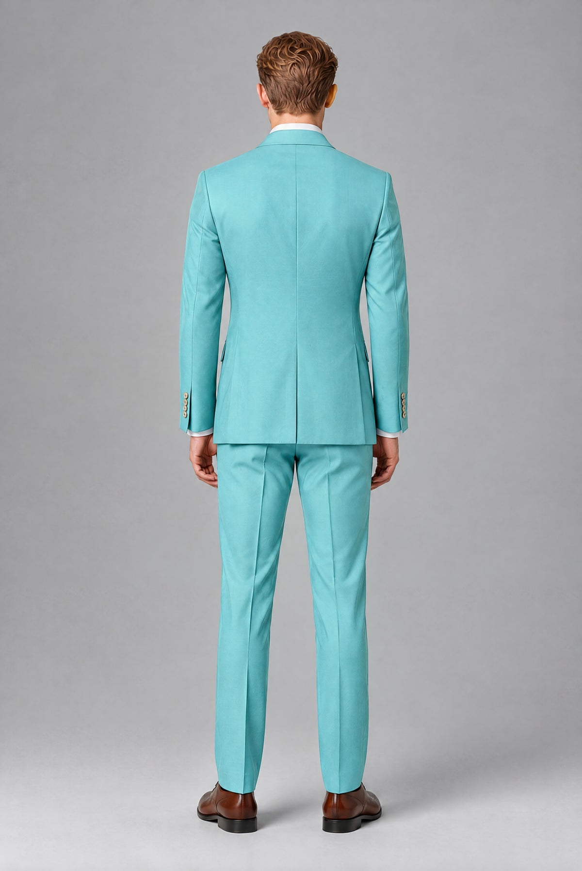Bolodoo Men's Turquoise Double-Breasted 2-Piece Wedding Suit - Turquoise - Turquoise (3)