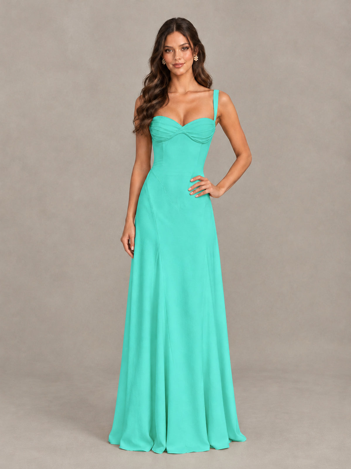 BOLODOO Turquoise Sweetheart Lace-Up Back Bridesmaid Dress - Turquoise - Turquoise (4)