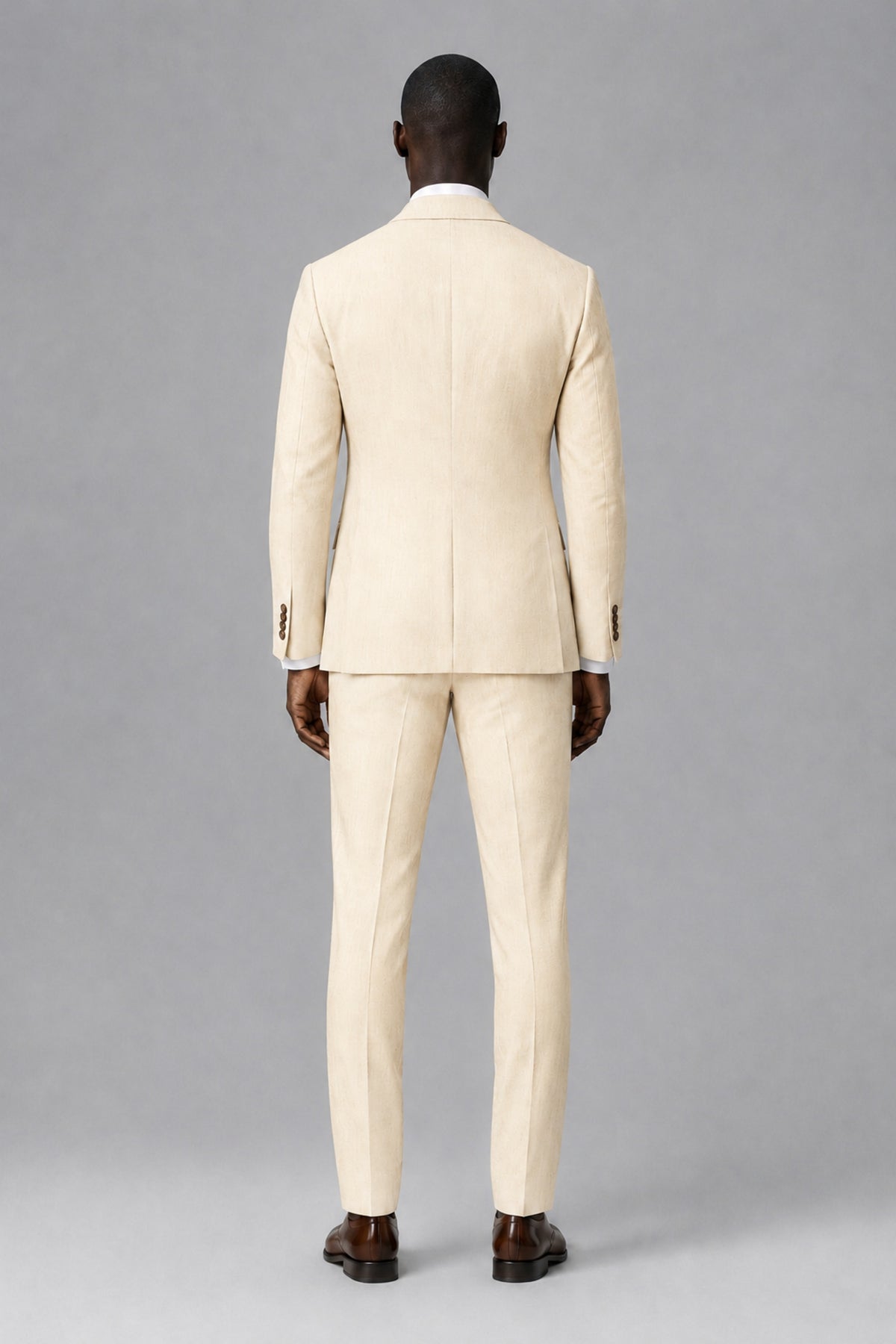 Men's Wheat Beige Two-Piece Notch Lapel Suit - Wheat Beige - Wheat Beige_3