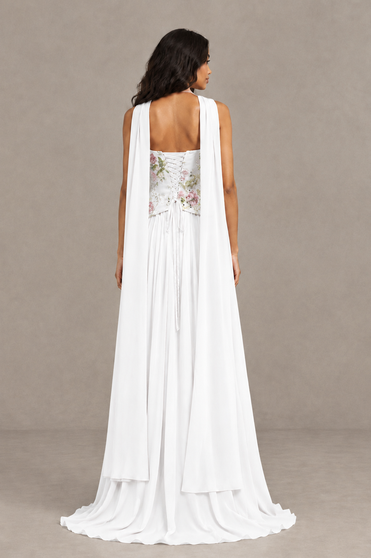 BOLODOO White Strapless Beaded Floral Corset Chiffon Maxi Gown – Open Back Prom & Formal Evening Dress - White - White_02