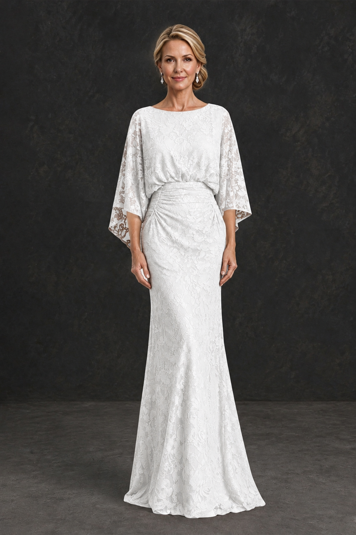 BOLODOO White Lace Flutter Sleeve Mother of the Bride Dress - White - White_1