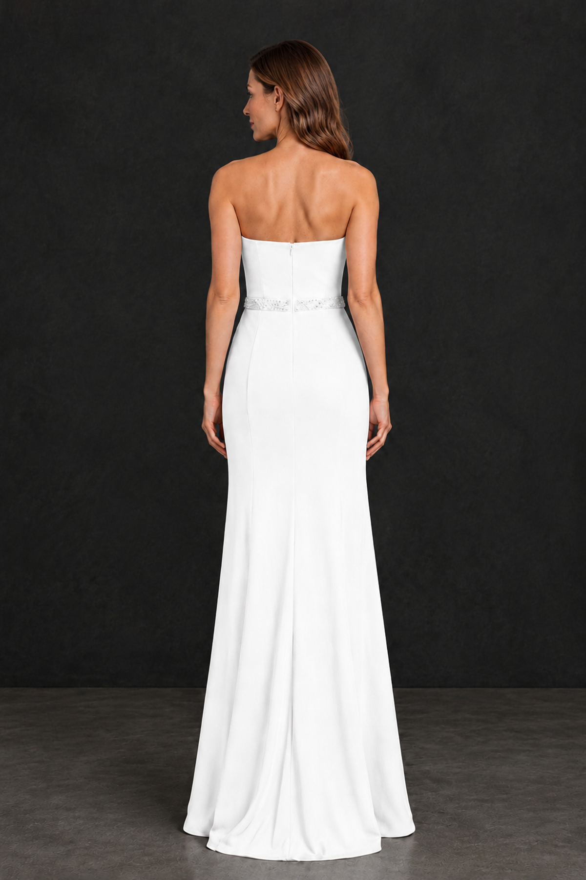 BOLODOO White Strapless Mother of the Bride Dress with 3D Floral Appliques - White - White_2