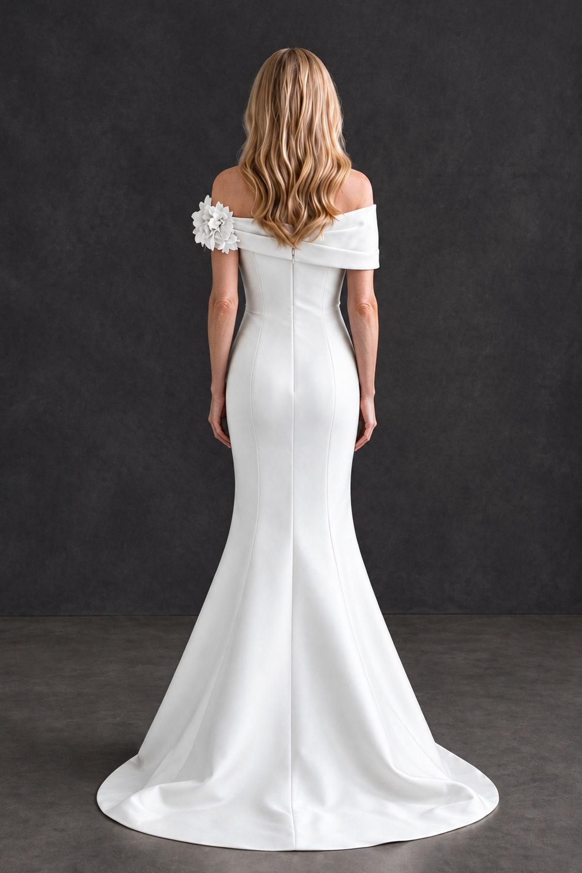 BOLODOO White Off-Shoulder Floral Mermaid Mother of the Bride Dress - White - White_2