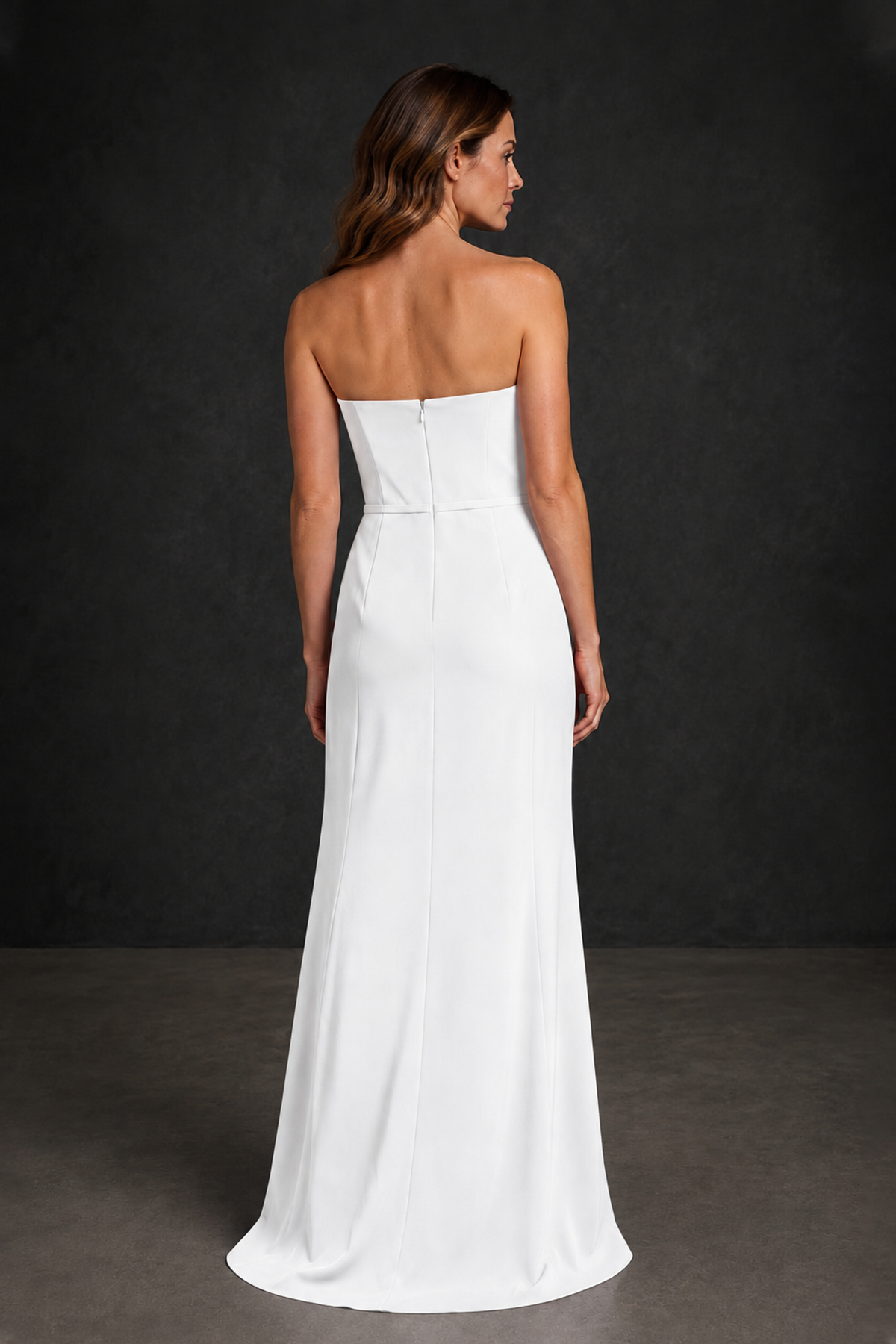 BOLODOO White Strapless Mother of the Bride Dress with Ruffle Detail - White - White_2