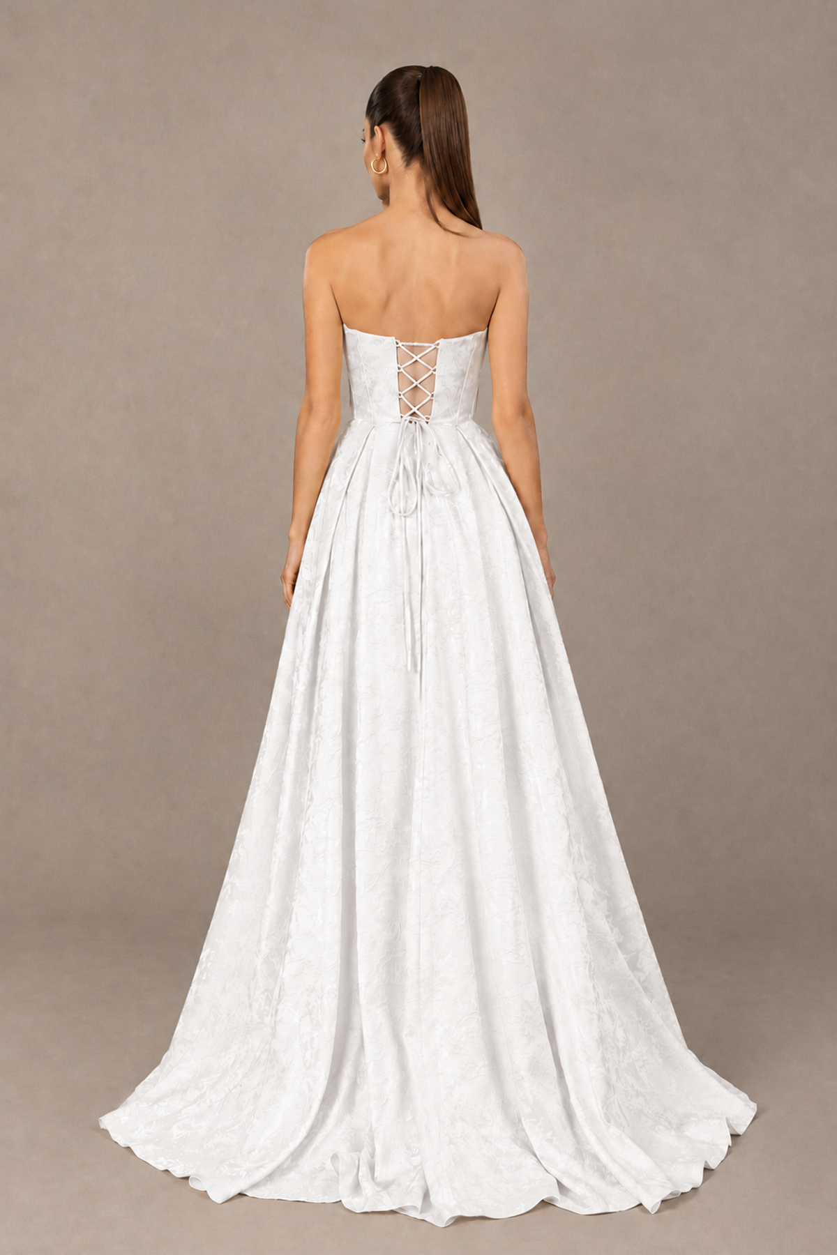 BOLODOO White Strapless Sweetheart Corset Prom Dress with High Slit – Lace-Up Back A-Line Evening Gown - White - White_2