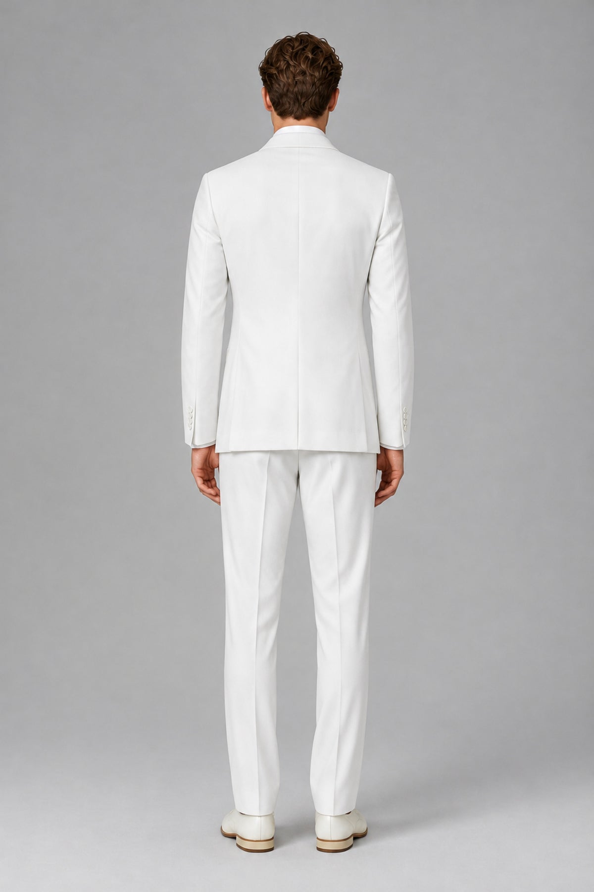 Bolodoo Men's White Wrap Tie-Waist Two-Piece Suit – Jacket & Trousers - White - White_3