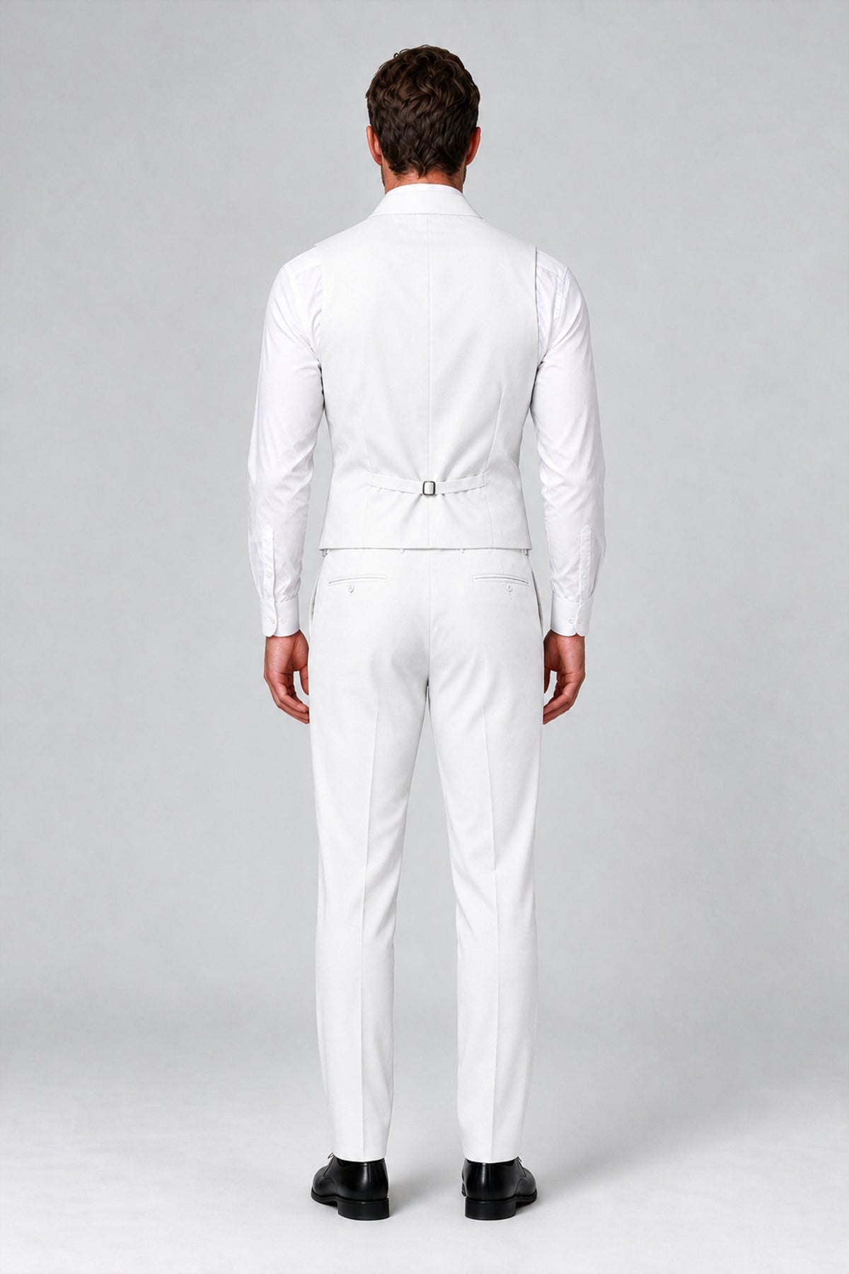 Bolodoo Men's White Double-Breasted Vest and Pants 2-Piece Suit - White - White_3