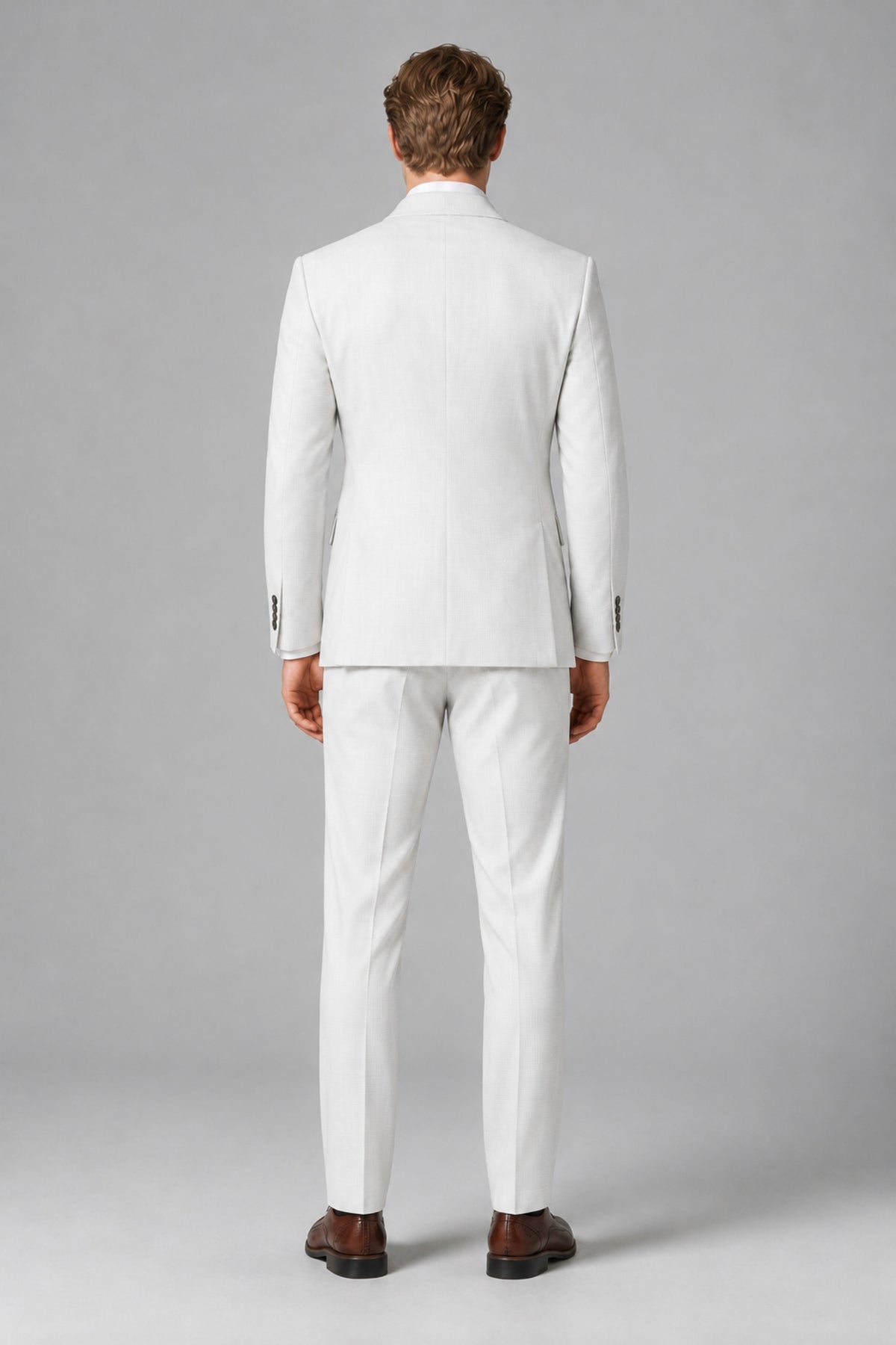 Bolodoo Men's White Double-Breasted Two-Piece Suit with Peak Lapels - White - White_3