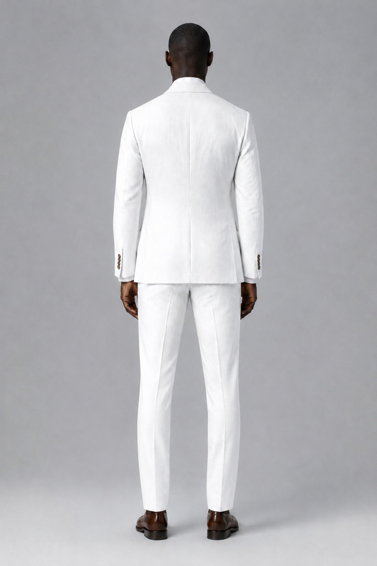 Men's White Two-Piece Notch Lapel Suit - White - White_3