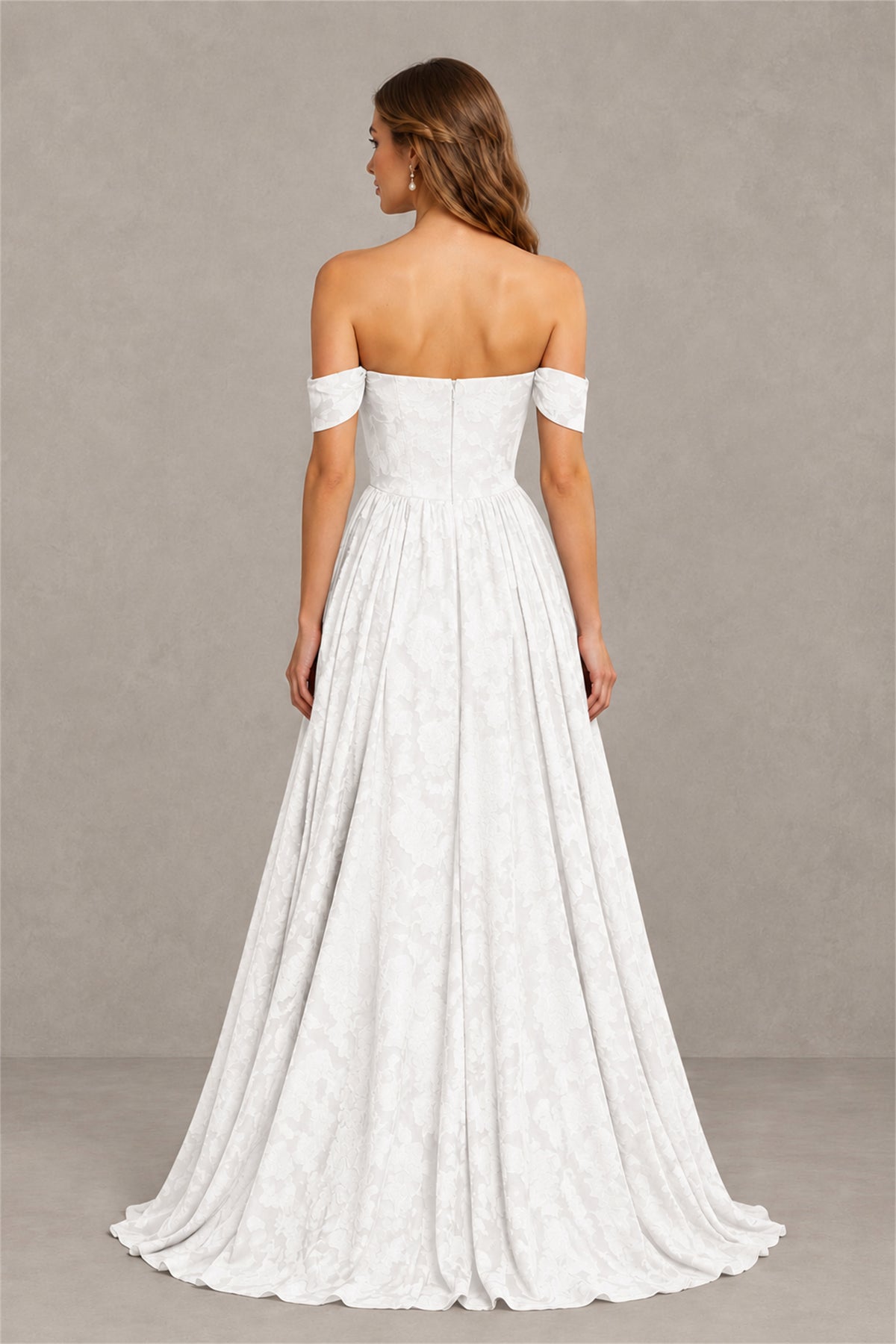 BOLODOO White Off-Shoulder Floral A-Line Maxi Dress - White