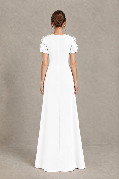 BOLODOO White Textured Floral Maxi Dress with Short Sleeves - White
