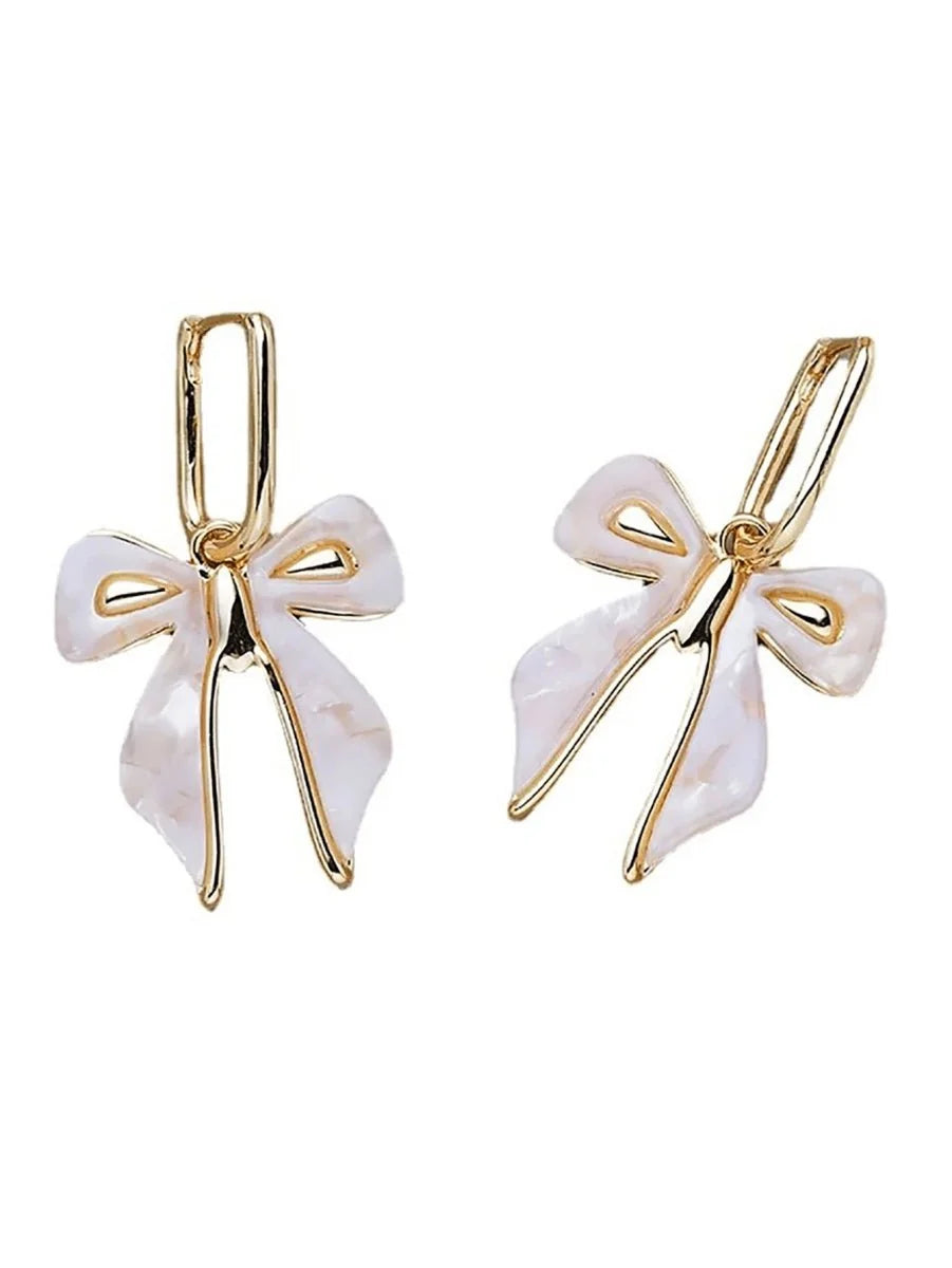 White Cute Bow Earrings