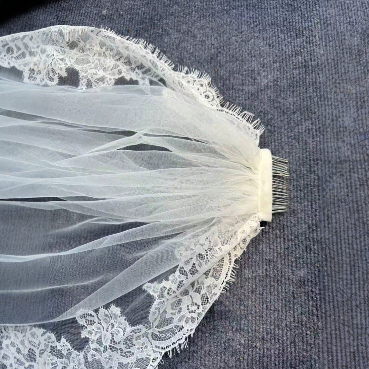 BOLODOO White Floral Lace Cathedral Bridal Veil with Comb 