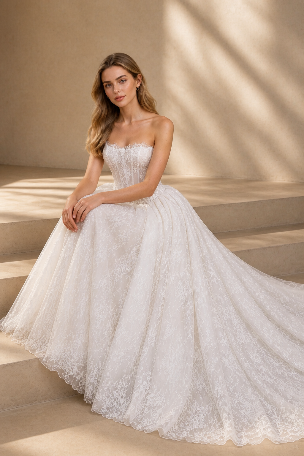 BOLODOO ball gown wedding dress full length front - cathedral train
