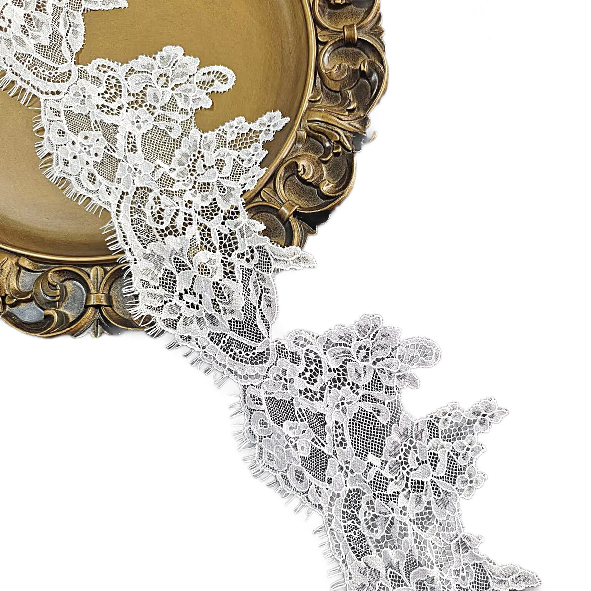 BOLODOO White Floral Lace Cathedral Bridal Veil with Comb 