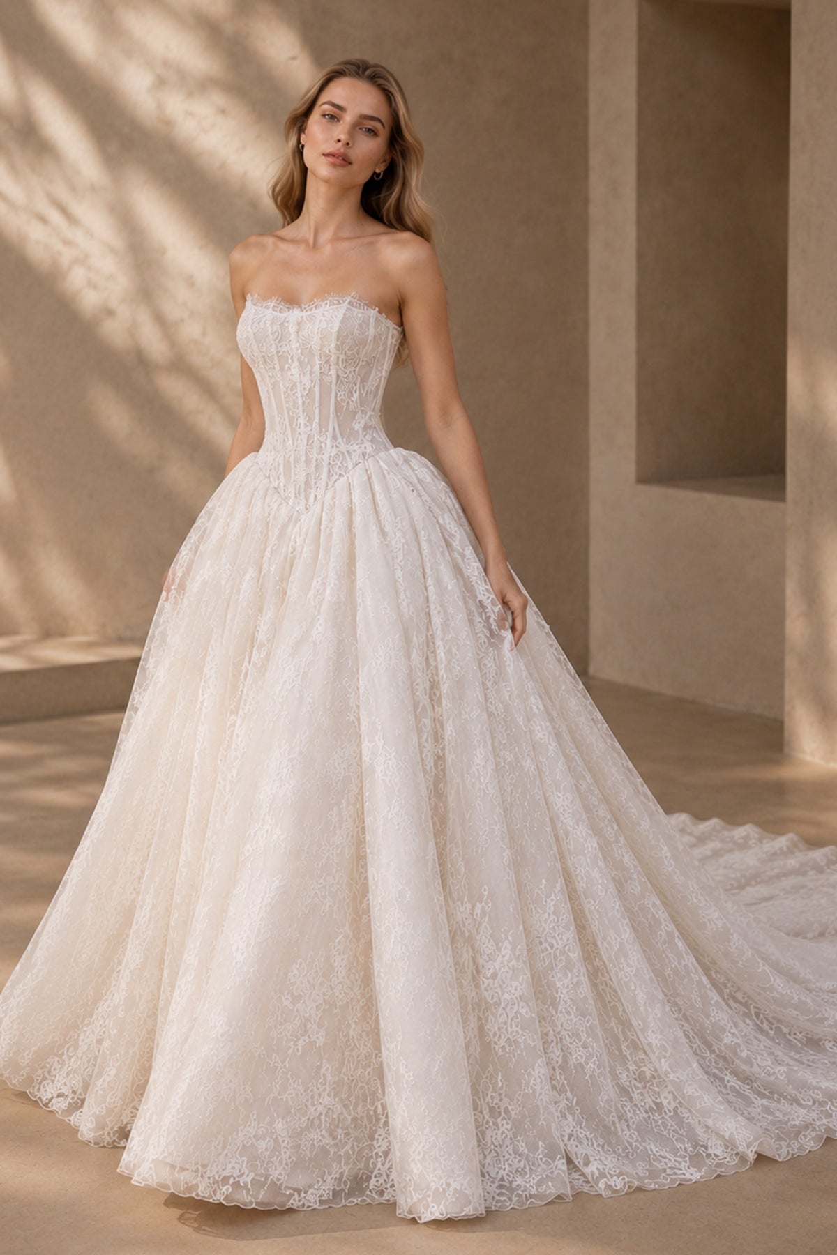 BOLODOO wedding dress lace corset bodice detail - close up