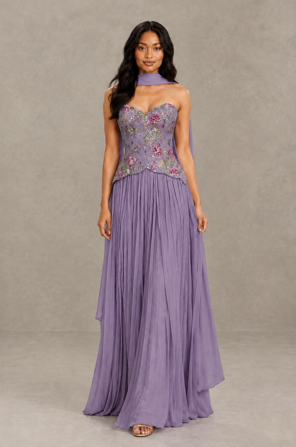 BOLODOO Wisteria Strapless Beaded Floral Corset Chiffon Maxi Gown – Open Back Prom & Formal Evening Dress - Wisteria - Wisteria_01