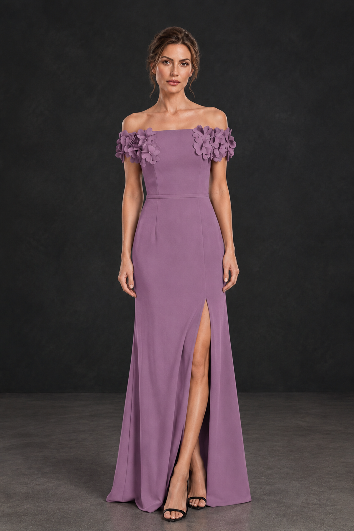 BOLODOO Wisteria Off-the-Shoulder Mother of the Bride Dress with Floral Appliques - Wisteria - Wisteria_01