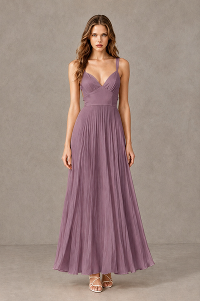 BOLODOO Wisteria V-Neck Pleated Open-Back Maxi Dress - Wisteria - Wisteria_01