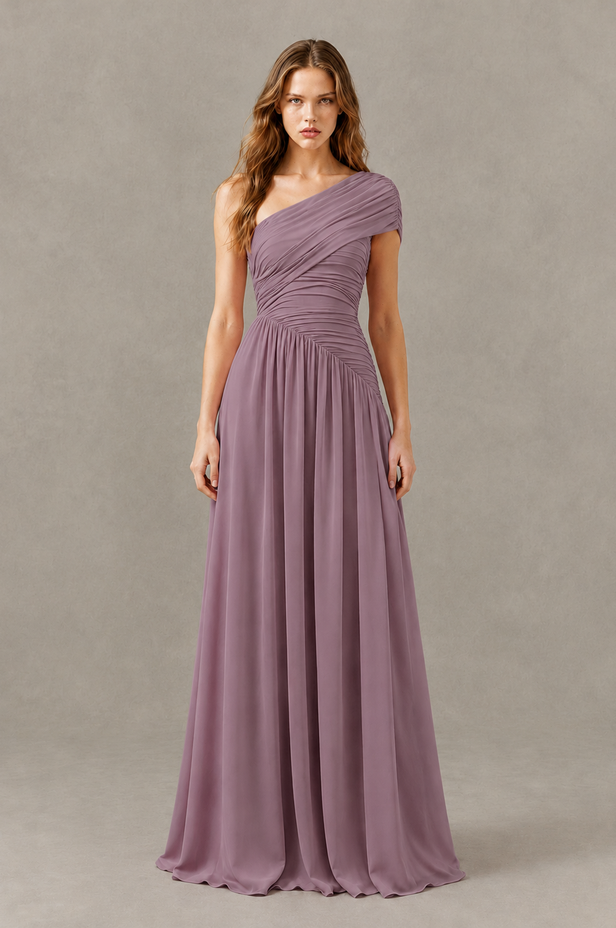 BOLODOO Wisteria One-Shoulder Ruched Floor-Length Bridesmaid Dress - Wisteria - Wisteria_01