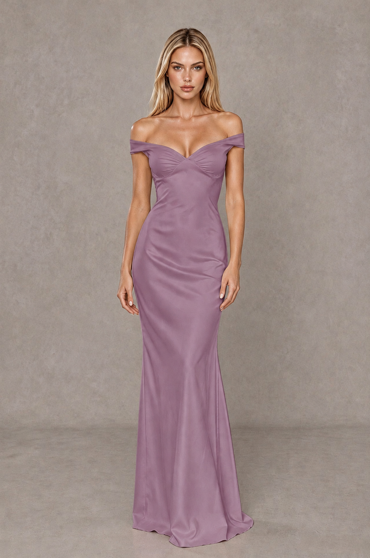 BOLODOO Wisteria Off-Shoulder Open-Back Satin Evening Gown - Wisteria - Wisteria_01