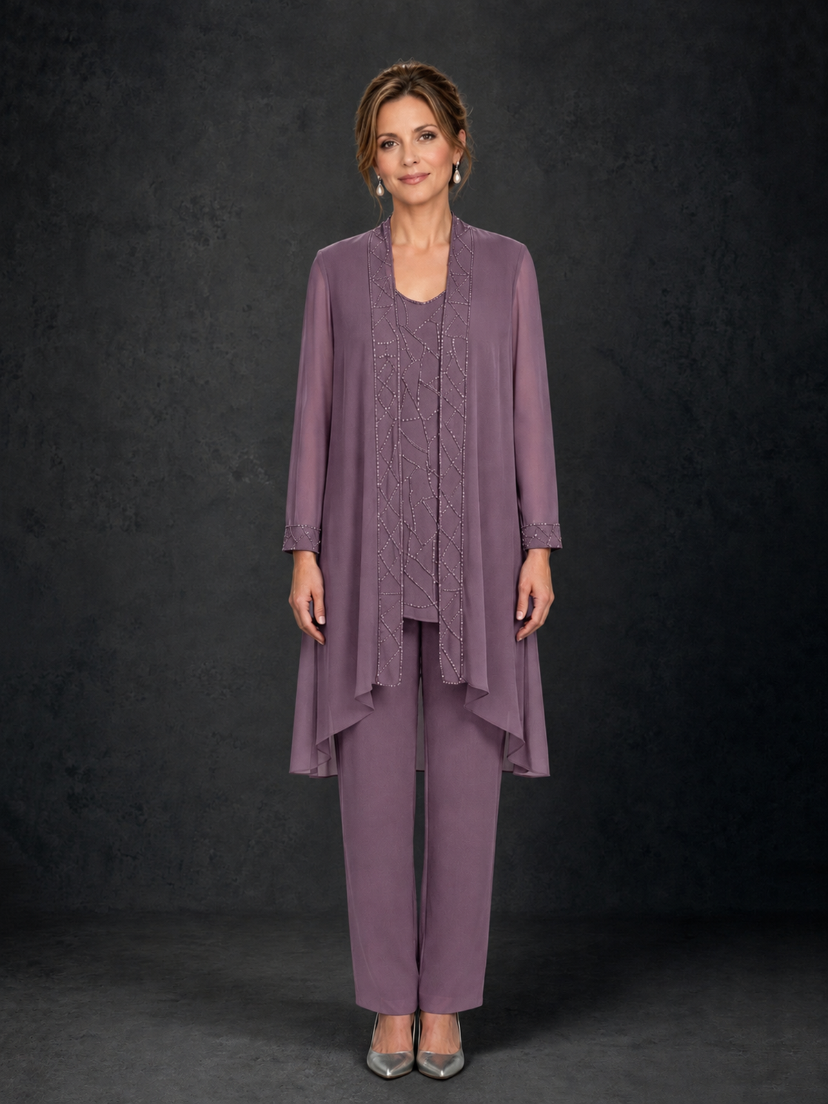 BOLODOO Wisteria 3-Piece Beaded Chiffon Duster Jacket Pant Suit - Wisteria - Wisteria_01