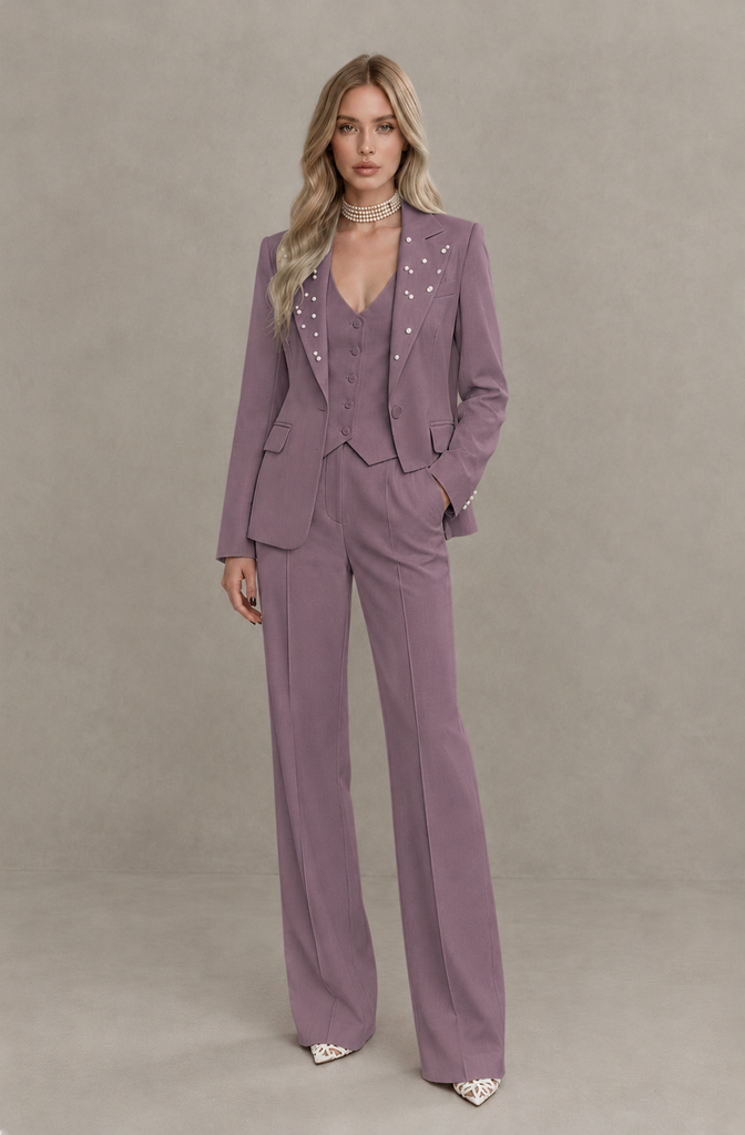 BOLODOO Wisteria Women's Three-Piece Pantsuit with Blazer & Vest - Wisteria - Wisteria_01