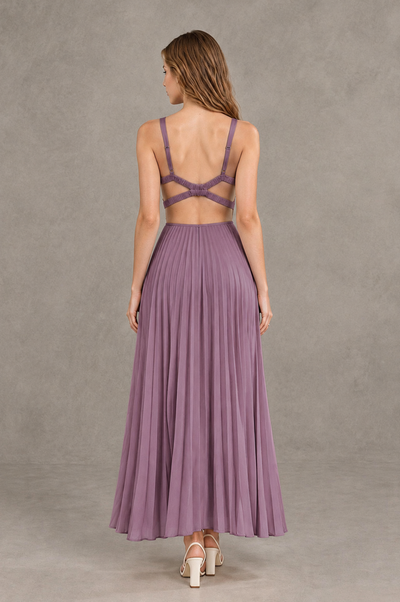 BOLODOO Wisteria V-Neck Pleated Open-Back Maxi Dress - Wisteria - Wisteria_02