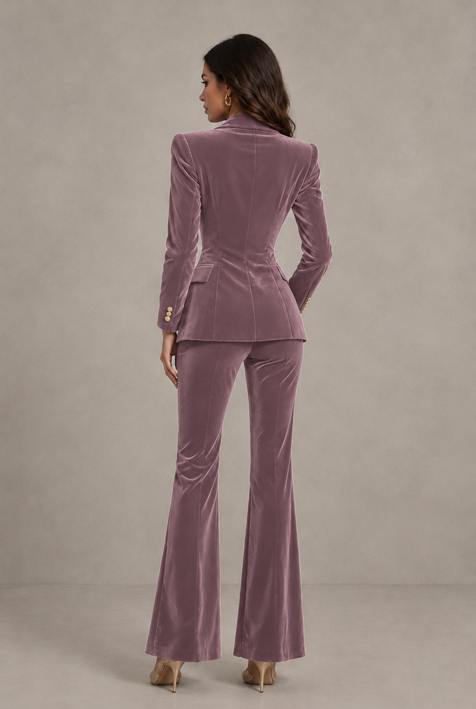 BOLODOO Wisteria Velvet Double-Breasted Blazer & Pants Two-Piece Suit - Wisteria - Wisteria_02