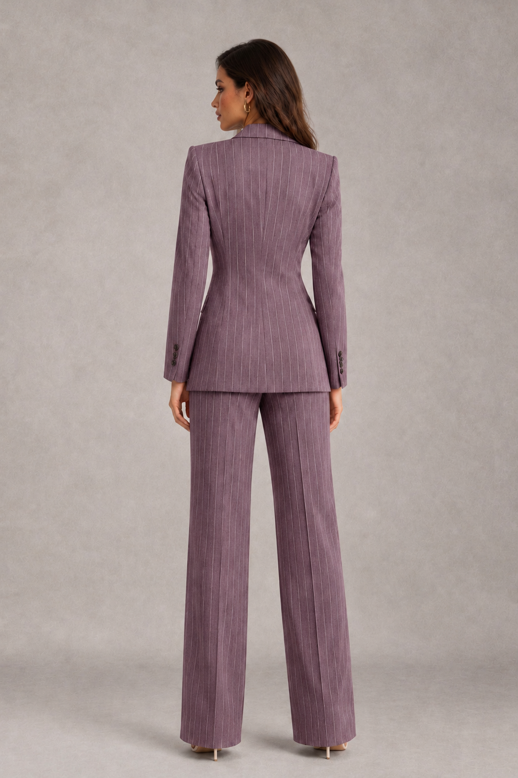BOLODOO Women's Wisteria Pinstripe Three-Piece Pantsuit with Wide-Leg Trousers - Wisteria - Wisteria_02