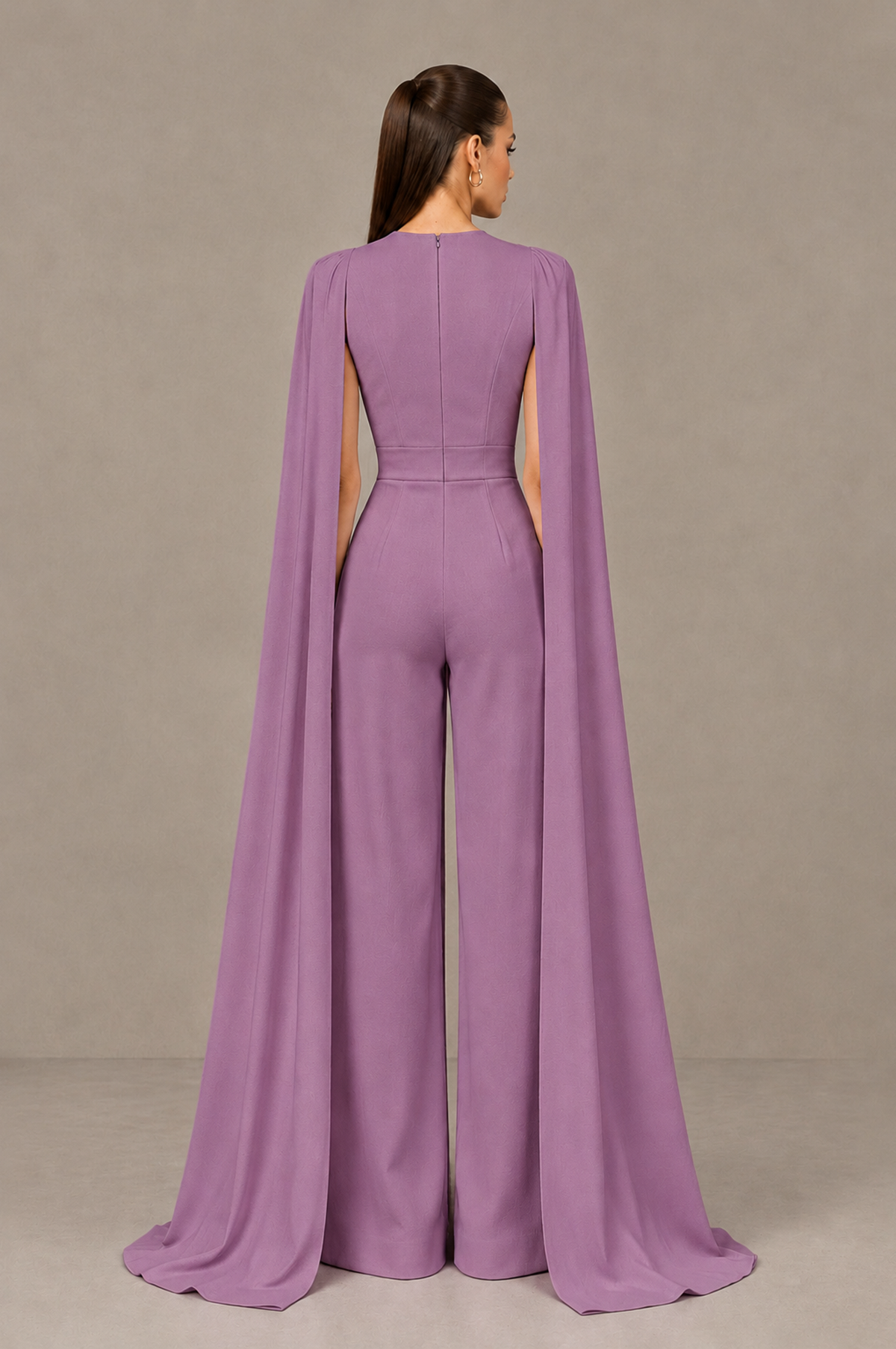 BOLODOO Wisteria Deep V-Neck Cape Sleeve Bridal Jumpsuit - Wisteria - Wisteria_02
