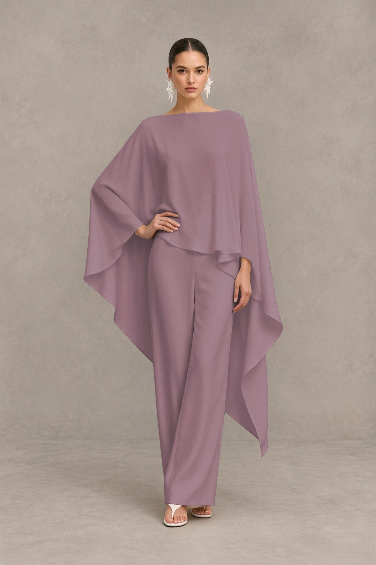 BOLODOO Wisteria Cape Sleeve Wide-Leg Formal Pantsuit - Wisteria - Wisteria_03