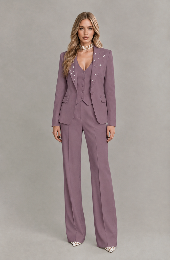 BOLODOO Wisteria Women's Three-Piece Pantsuit with Blazer & Vest - Wisteria - Wisteria_03