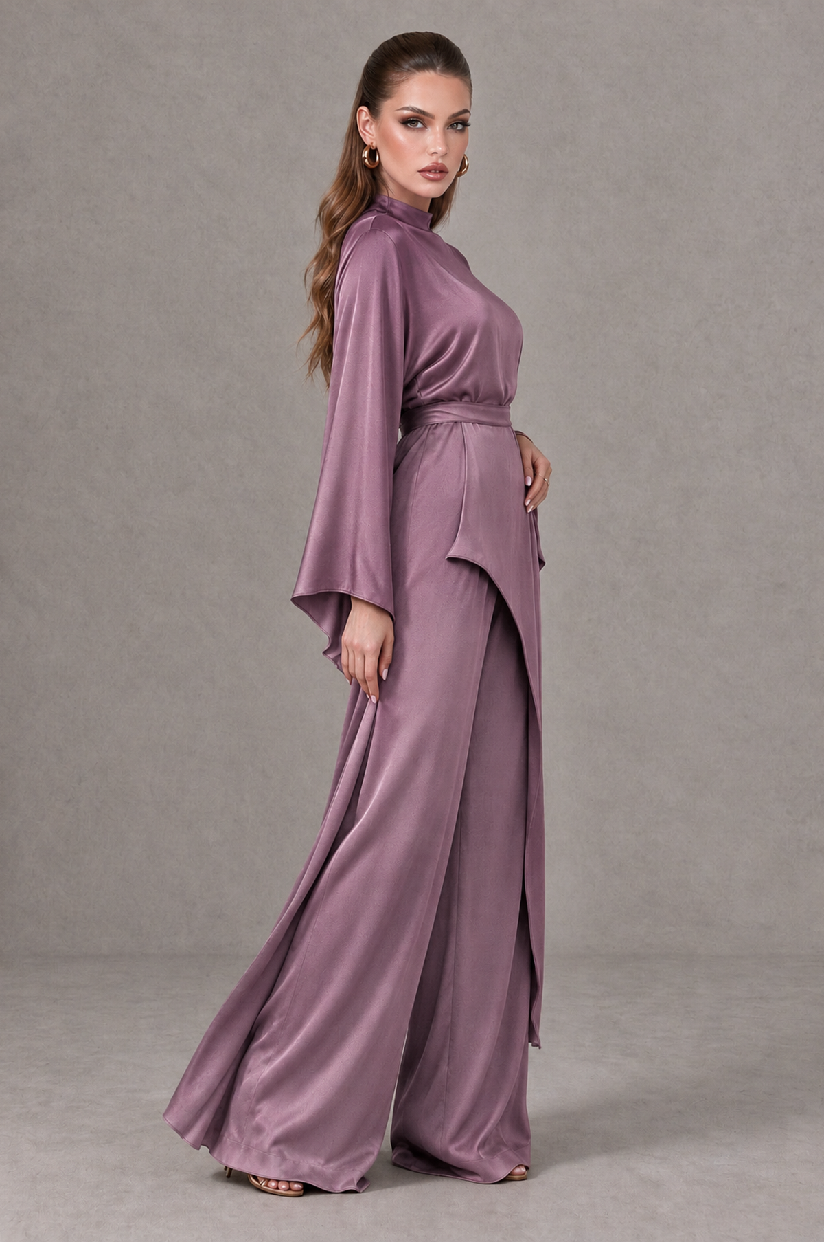 BOLODOO Wisteria Satin-Look Long Sleeve Wide-Leg Jumpsuit - Wisteria - Wisteria_03
