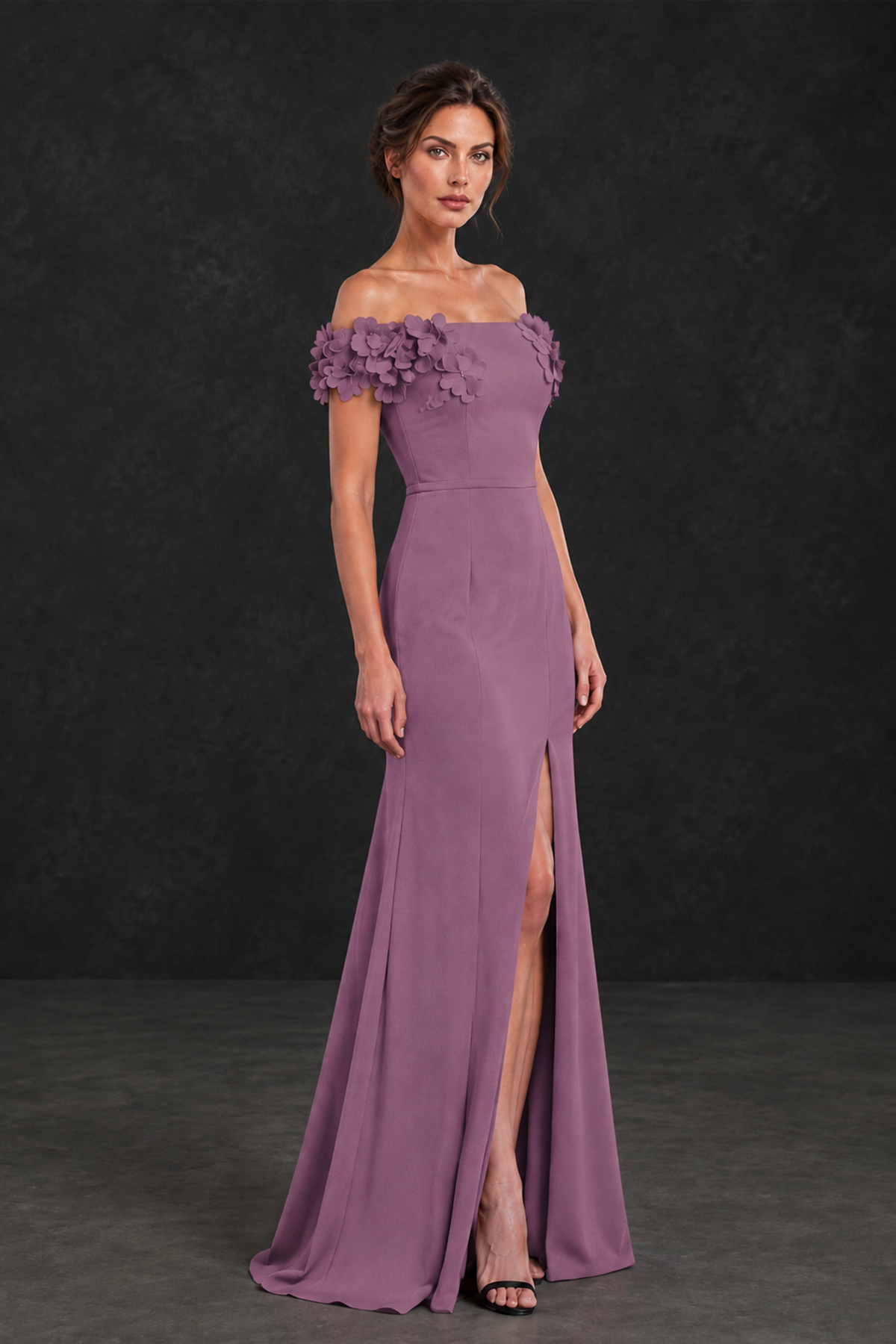BOLODOO Wisteria Off-the-Shoulder Mother of the Bride Dress with Floral Appliques - Wisteria - Wisteria_03